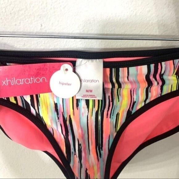 XHILARATION swim womens NWT colorful swimsuit bottoms medium - Picture 2 of 3